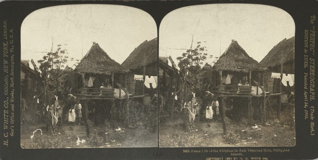 Home Life of the Filipinos in their Thatched Huts, Philippine Islands.